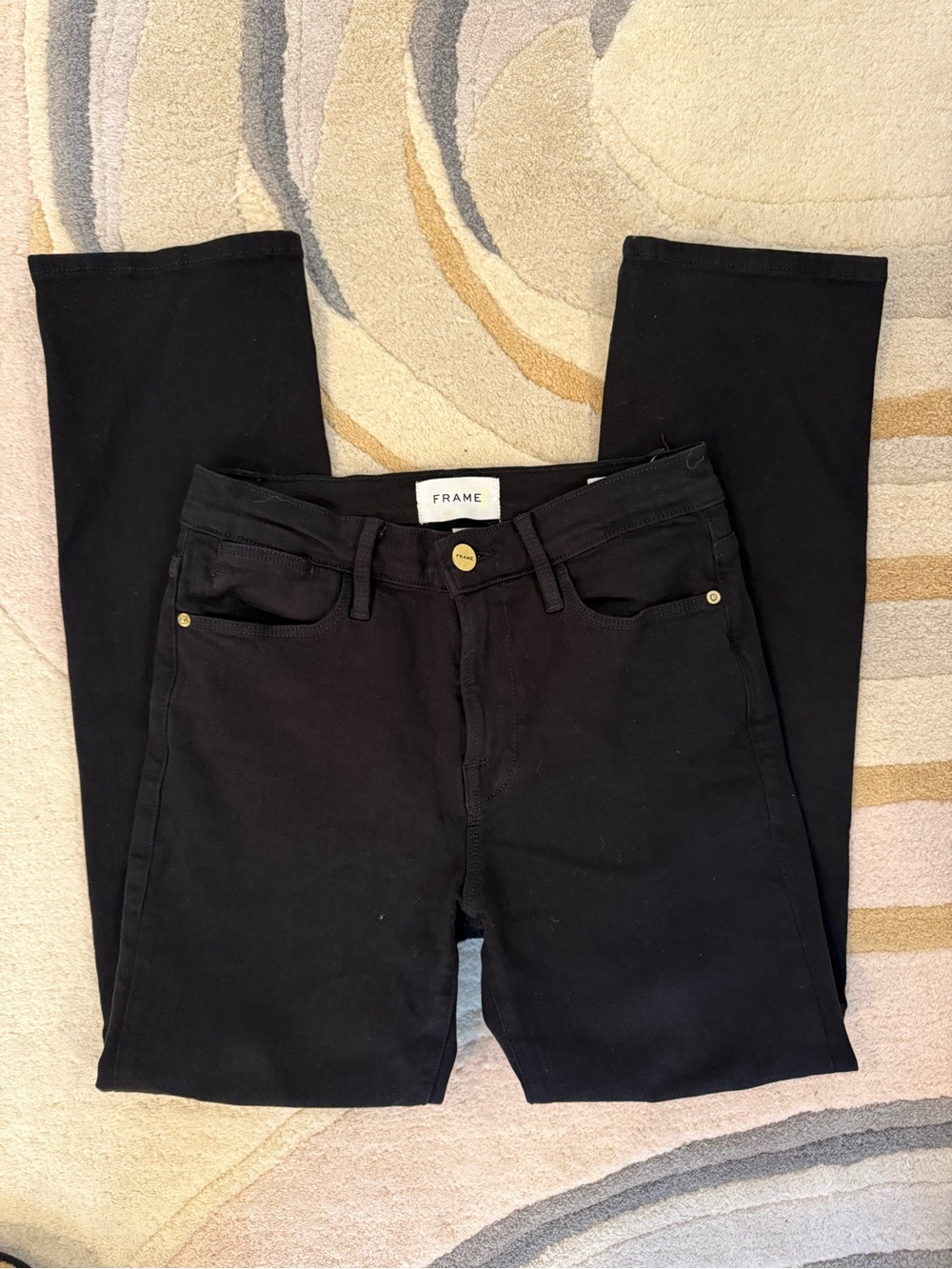 Frame Denim Black Women’s Le High Straight Jeans size 25